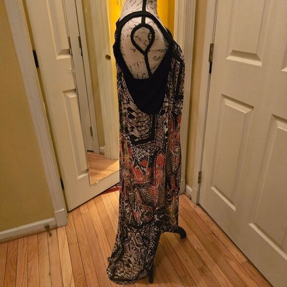 HI/LO PRINT DRESS W/ SHEATH UNDERNEATH - Picture 3 of 8